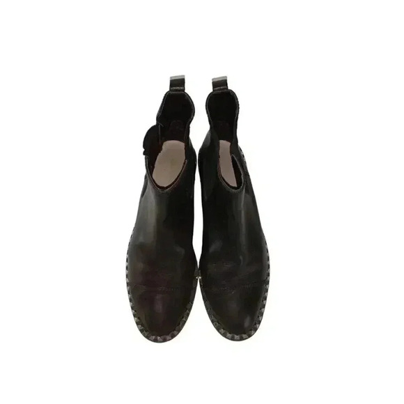 Zara Woman Black Studs Leather Slip On Heels Black Booties 41 - Picture 2 of 9